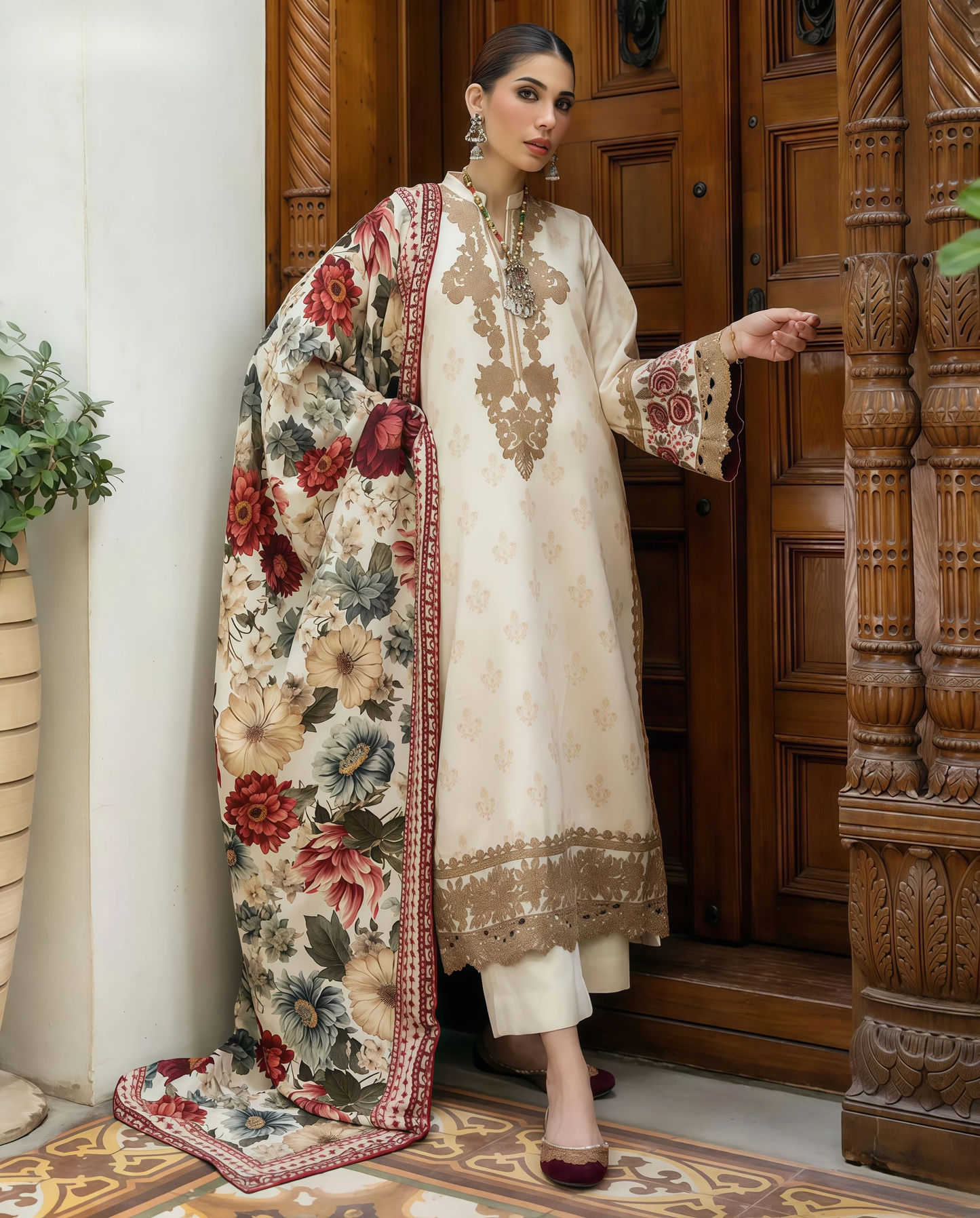 MIX Winter Collection | DHANAK EMB 2PC Full Embroidered Shirt & Trouser