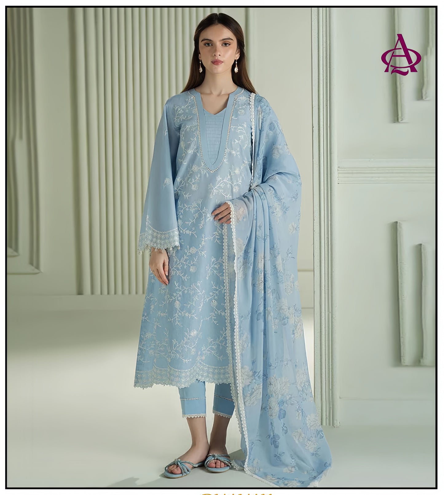 Cross Stich Dhanak Embroided Suit