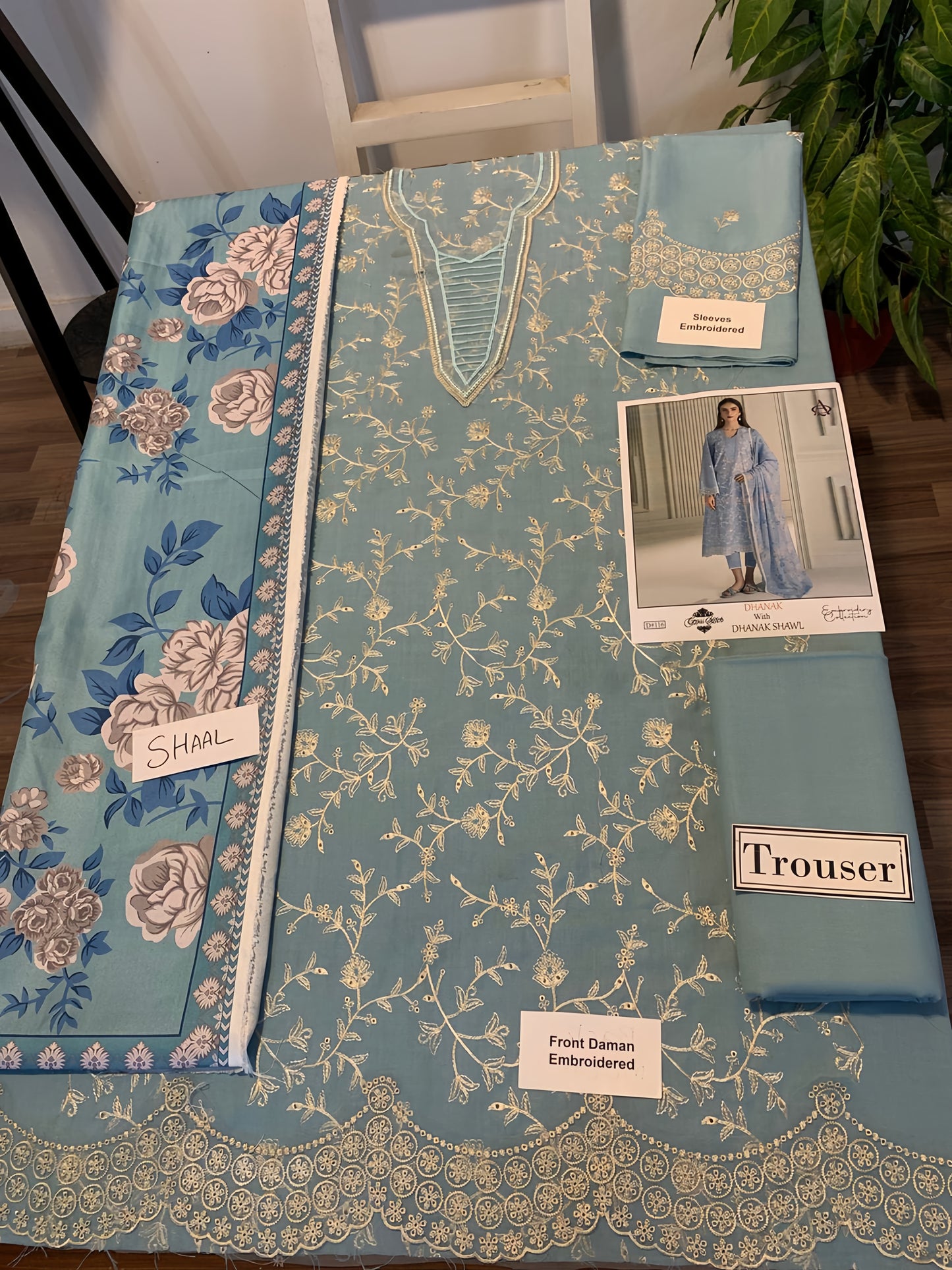 Cross Stich Dhanak Embroided Suit