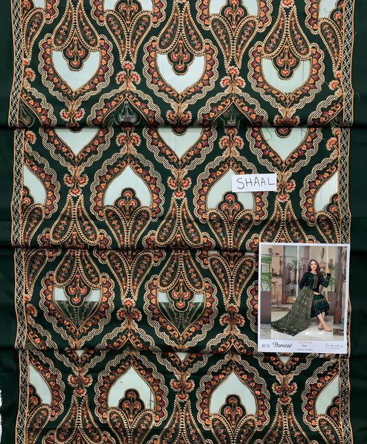 Dhanak Embroidered 3-Piece Suit with Heavy Embroidered Applica Shawl