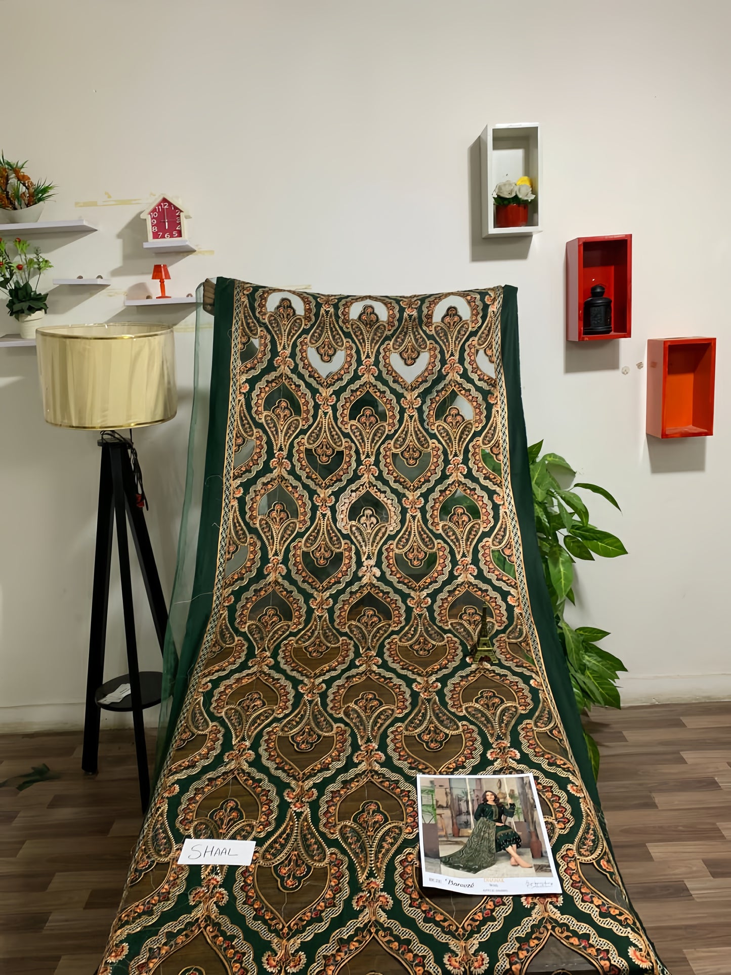 Dhanak Embroidered 3-Piece Suit with Heavy Embroidered Applica Shawl