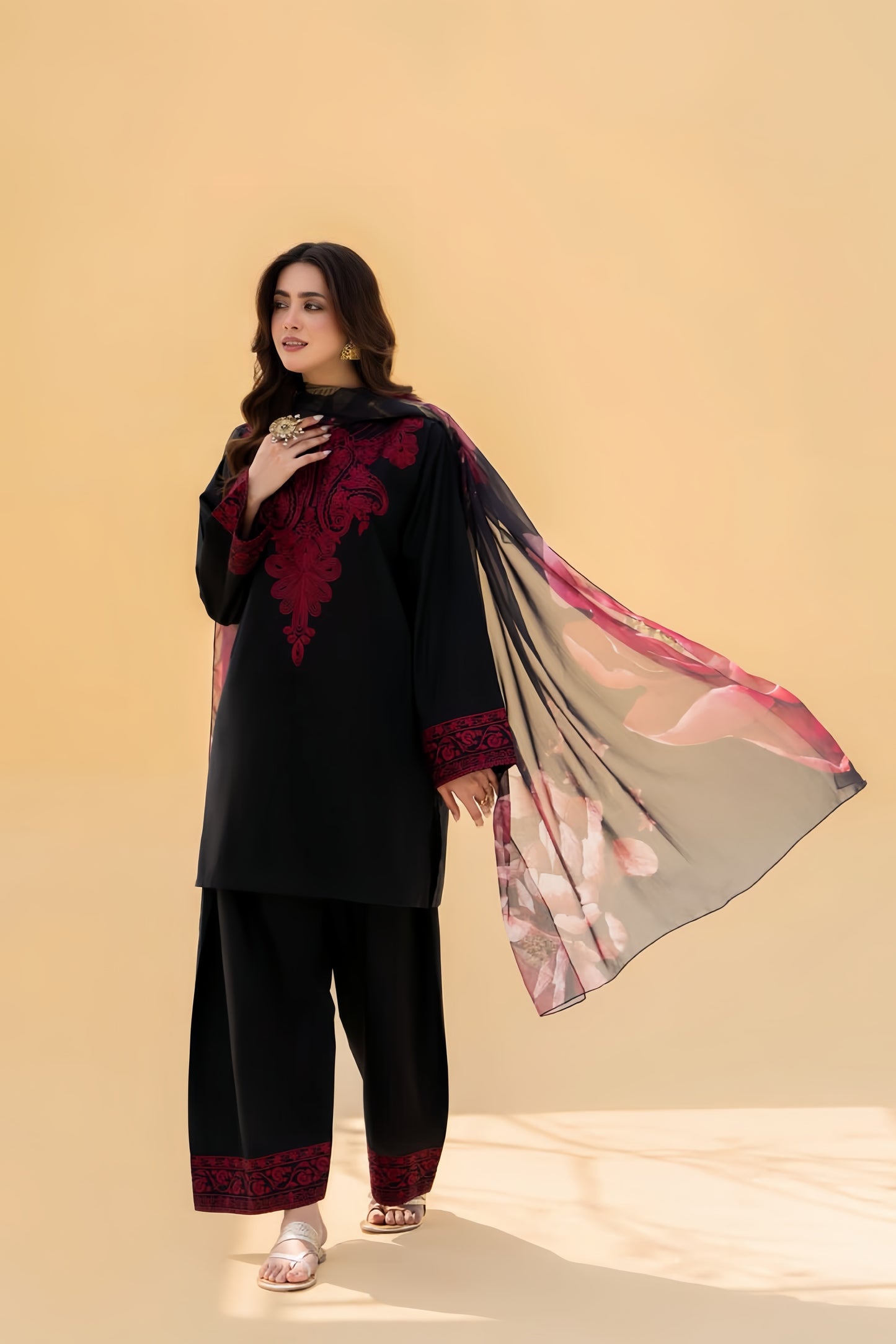 Sapphire Premium Dhanak Two-Piece Embroidered Suit