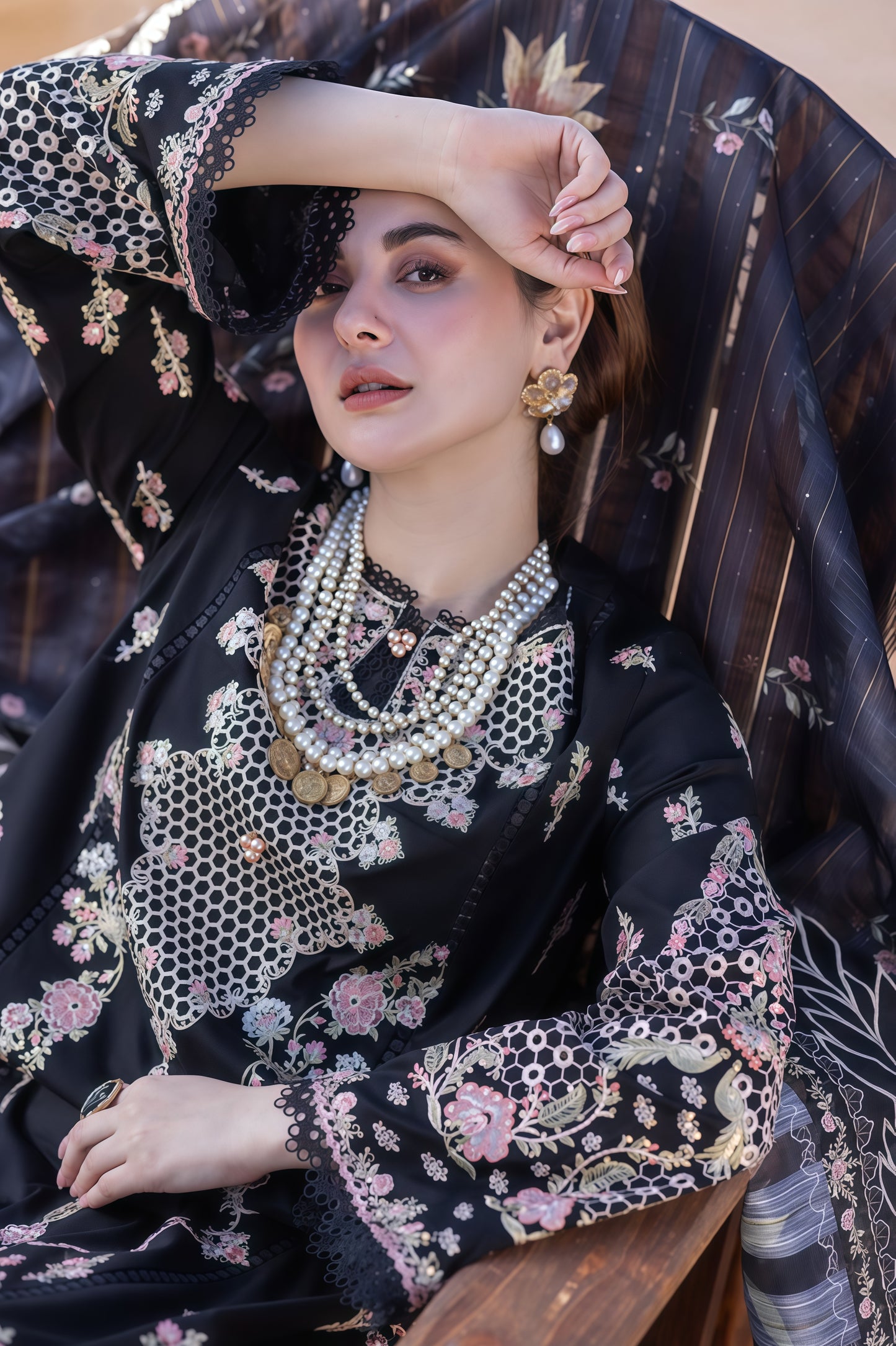 Qalamqar 7045 - Winter Collection 2025 | Heavy Embroidered Dhanak Suit