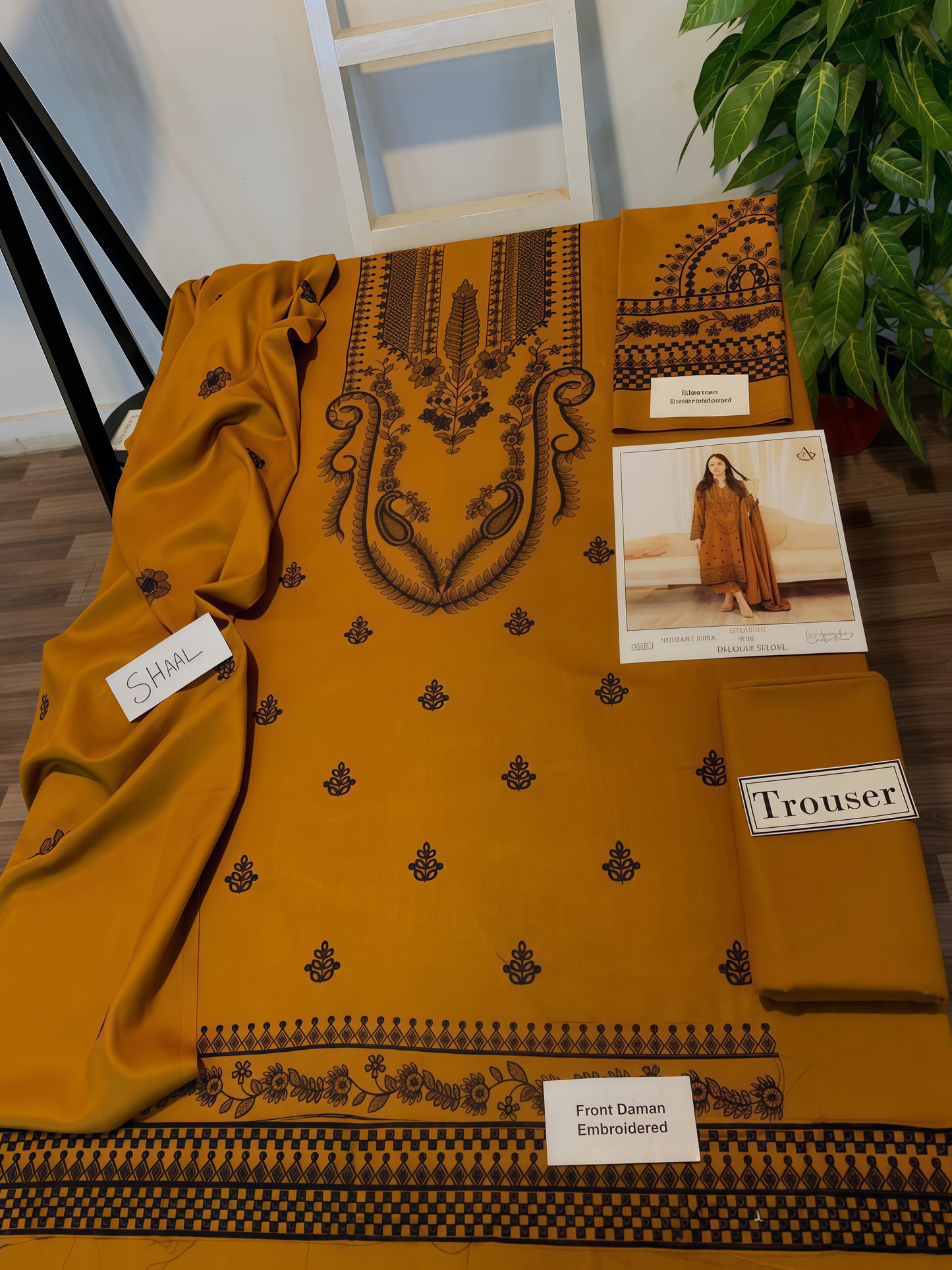 Sultani Jora D#115 | Heavy Embroidered Dhanak Suit with Shawl & Trouser