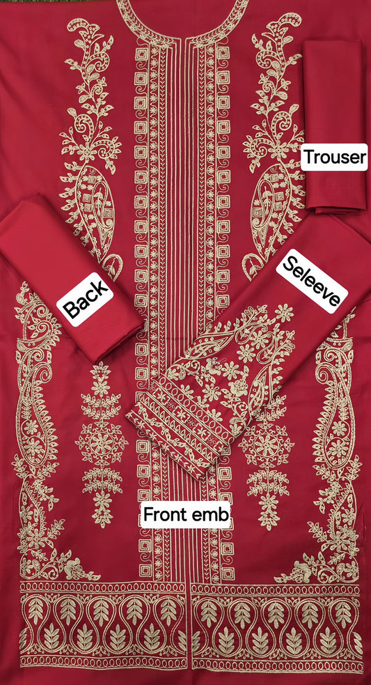 MIX Winter Collection | DHANAK EMB 2PC Full Embroidered Shirt & Trouser