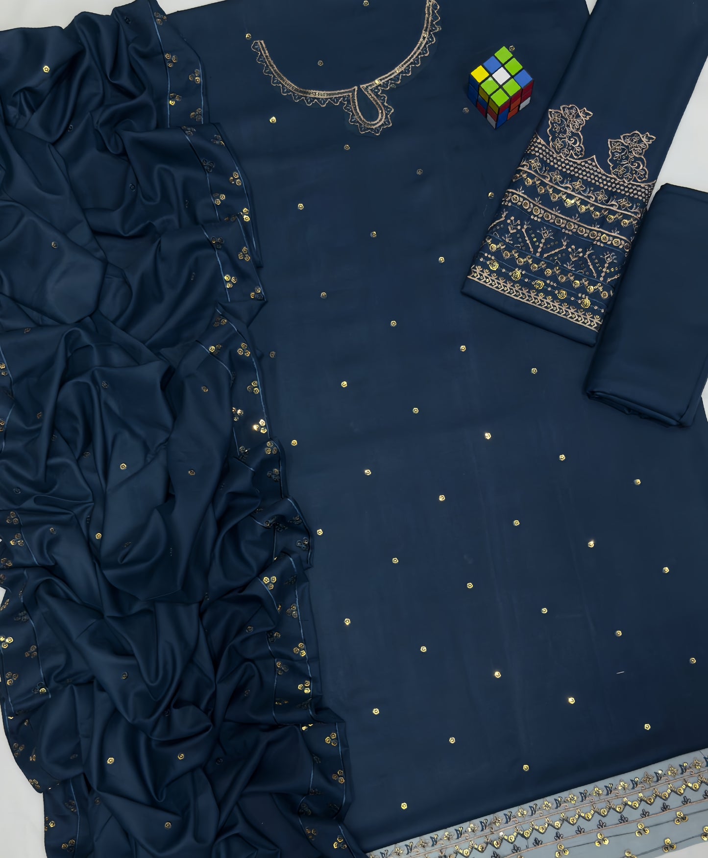 Qalamqar 7006 Winter Collection - Full Embroidered Dhank Suit