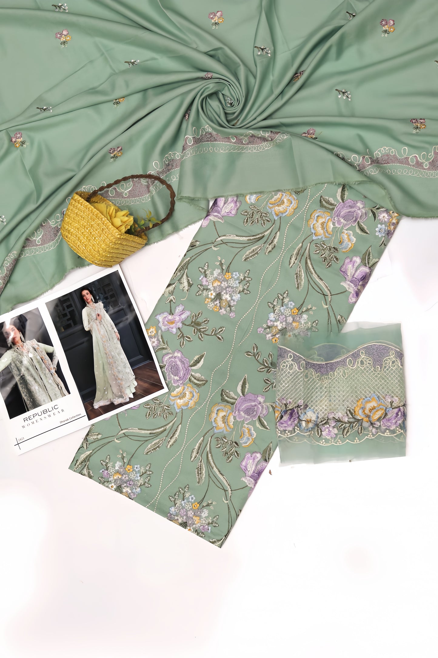 "Elegant Multi-Embroidered Winter Shawl Suit