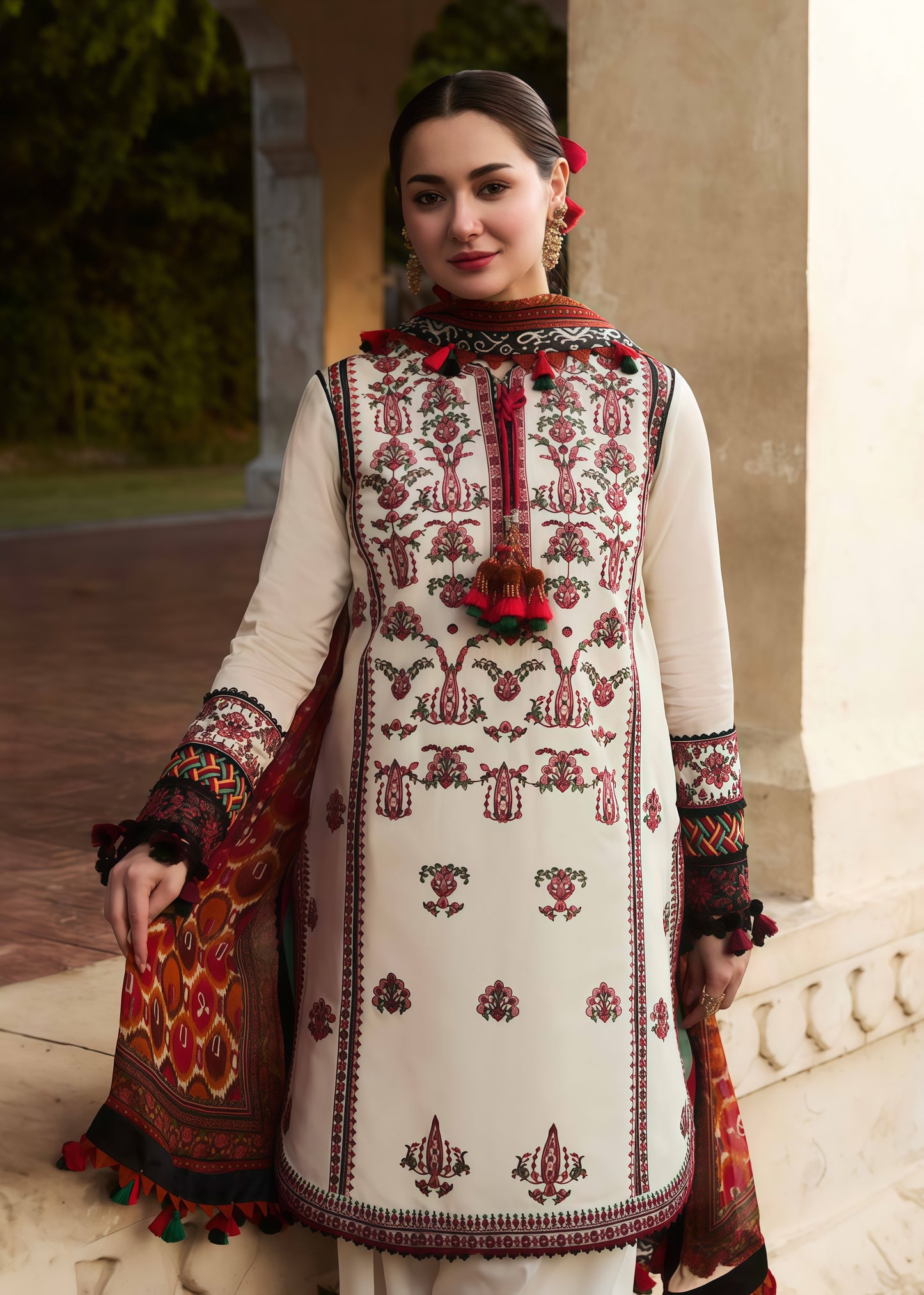 Elegant Qalamqar 5042 – Premium Embroidered 3PC Winter Set with Wool Shawl