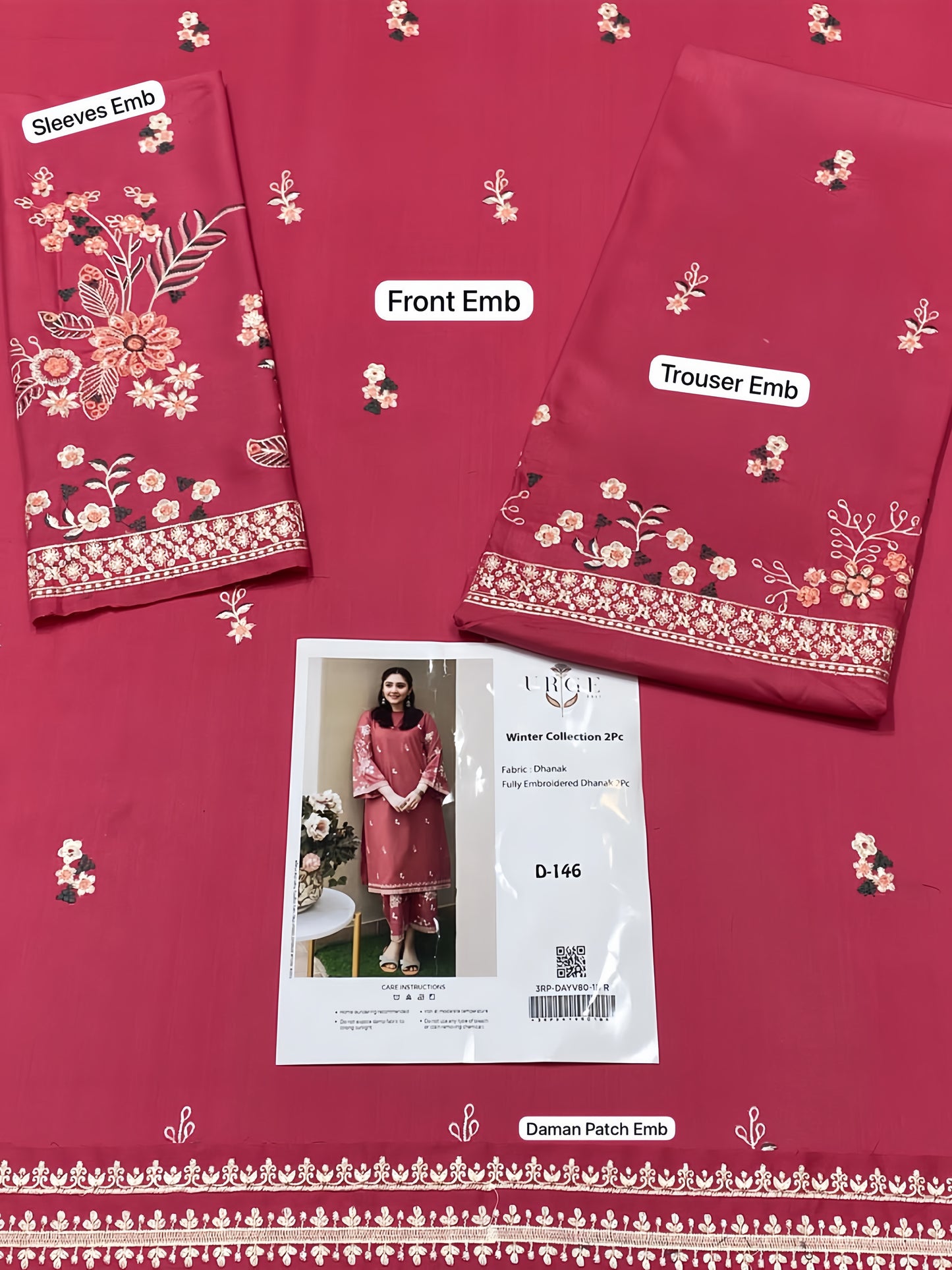 Fully Embroidered DHANAK 2Pc