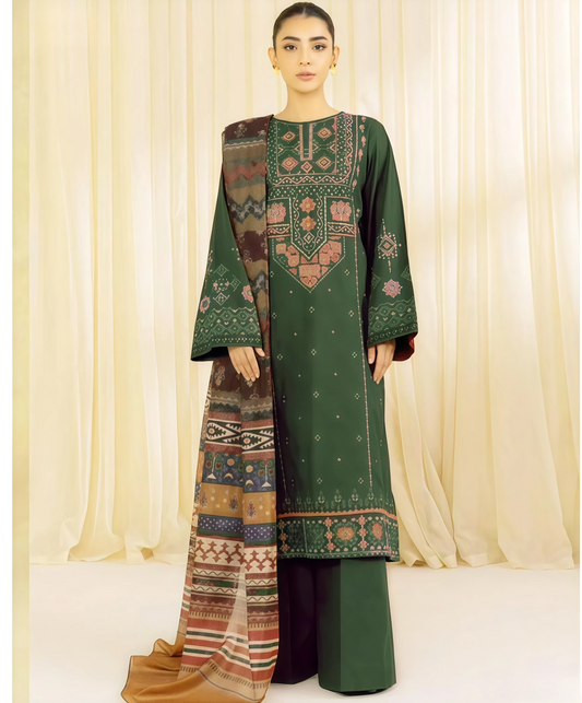 Dhanak Embroidered 2PC Suit | Full Embroidered Shirt