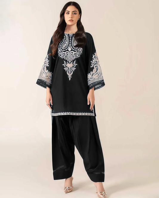 Dhanak Embroidered 2PC Suit | Full Embroidered Shirt