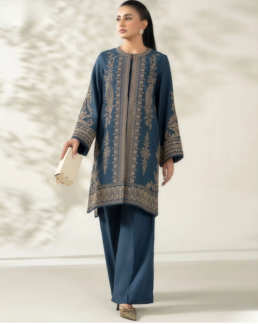 MIX Winter Collection | DHANAK EMB 2PC Full Embroidered Shirt & Trouser