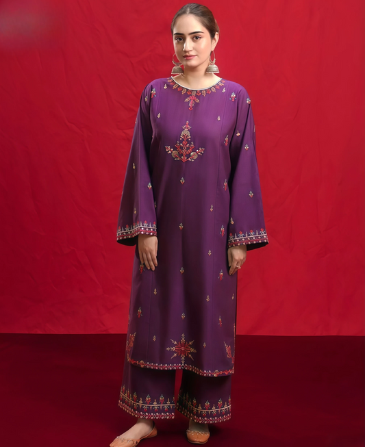 MIX Winter Collection | DHANAK EMB 2PC Full Embroidered Shirt & Trouser