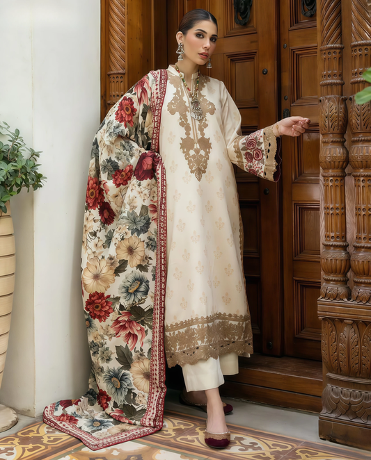 MIX Winter Collection | DHANAK EMB 2PC Full Embroidered Shirt & Trouser
