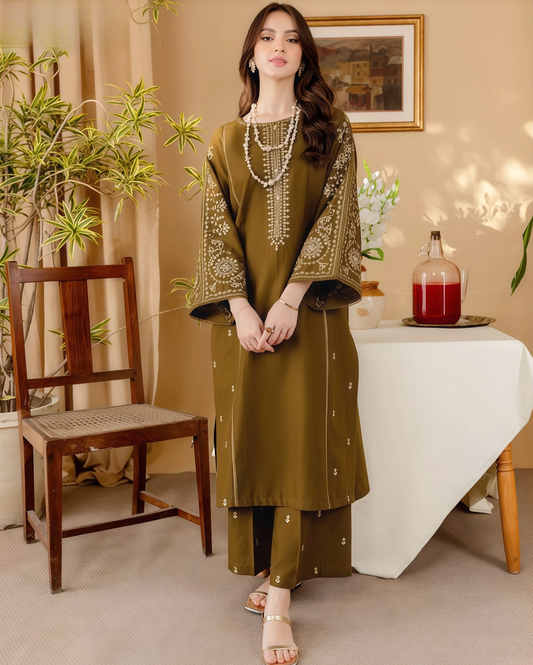 MIX Winter Collection | DHANAK EMB 2PC Full Embroidered Shirt & Trouser