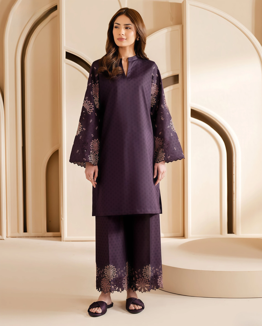 MIX Winter Collection | DHANAK EMB 2PC Full Embroidered Shirt & Trouser