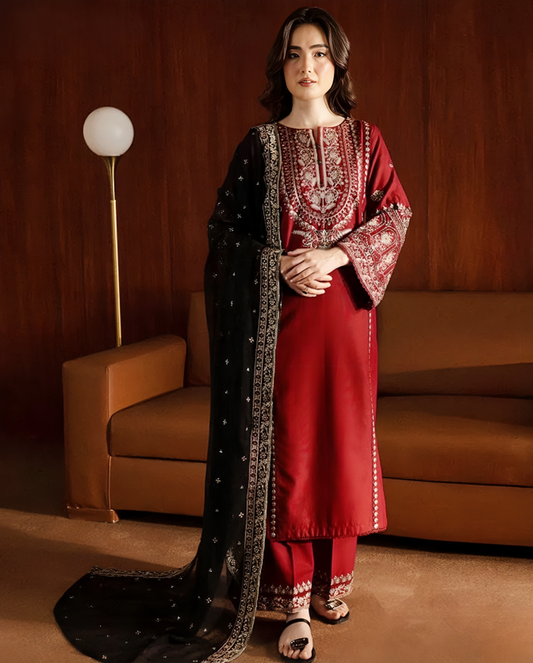 Bahaar Embroidery Touch – Dhanak 3PC Suit