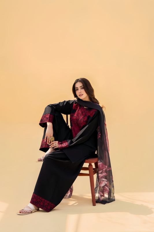 Sapphire Premium Dhanak Two-Piece Embroidered Suit