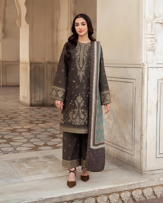 Jazmin Premium Dhanak 3-Piece Suit with Digital Wool Shawl