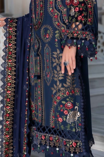 Heavy Embroidered Dhanak Suit with Shawl & Trouser