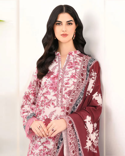 Premium Export Quality Dhanak 3PC Suit | Allover Printed Shirt & Trouser