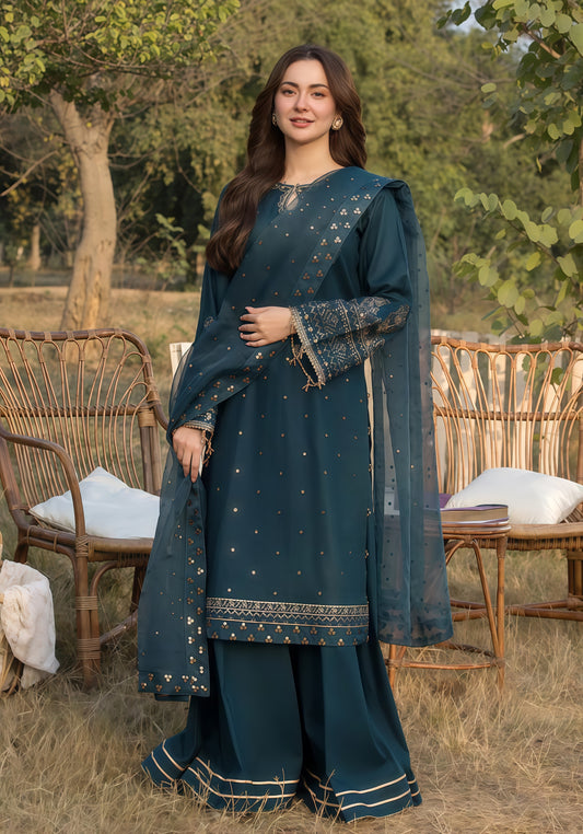 Qalamqar 7006 Winter Collection - Full Embroidered Dhank Suit