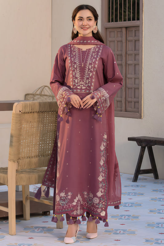 Coco 802 Winter Collection - Full Embroidered Dhank Suit with Shawl