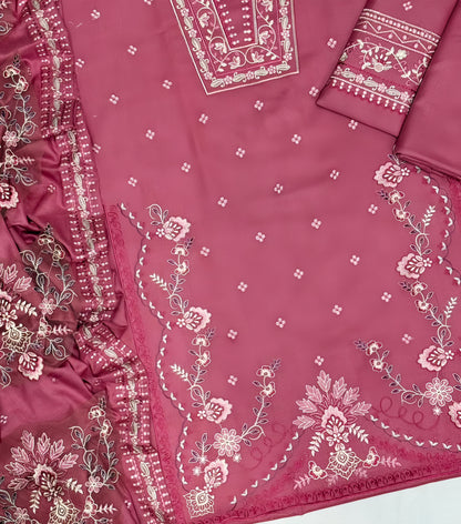 Coco 802 Winter Collection - Full Embroidered Dhank Suit with Shawl