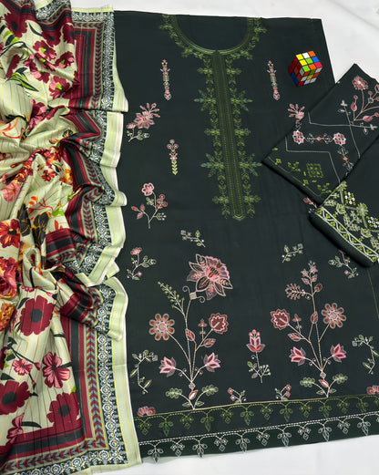 Elegant Coco 796 – Premium Embroidered 3PC Winter Set with Twill Shawl